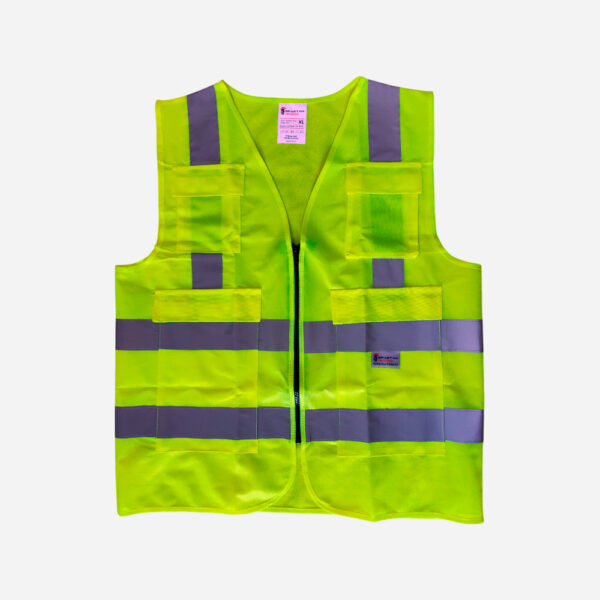 SPARTAN GUARD SAFETY VEST 120GSM, MULTIPOCKET/ZIPPERED GREEN